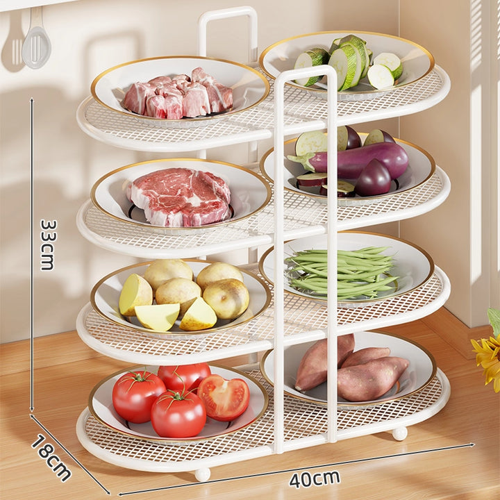 Four-Tier Mesh Kitchen Countertop Organizer Rack