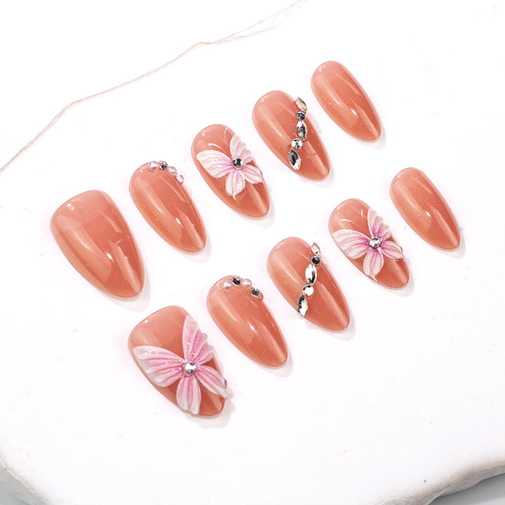 Elegant Butterfly Embellished Press-On Nail Art Stornfield