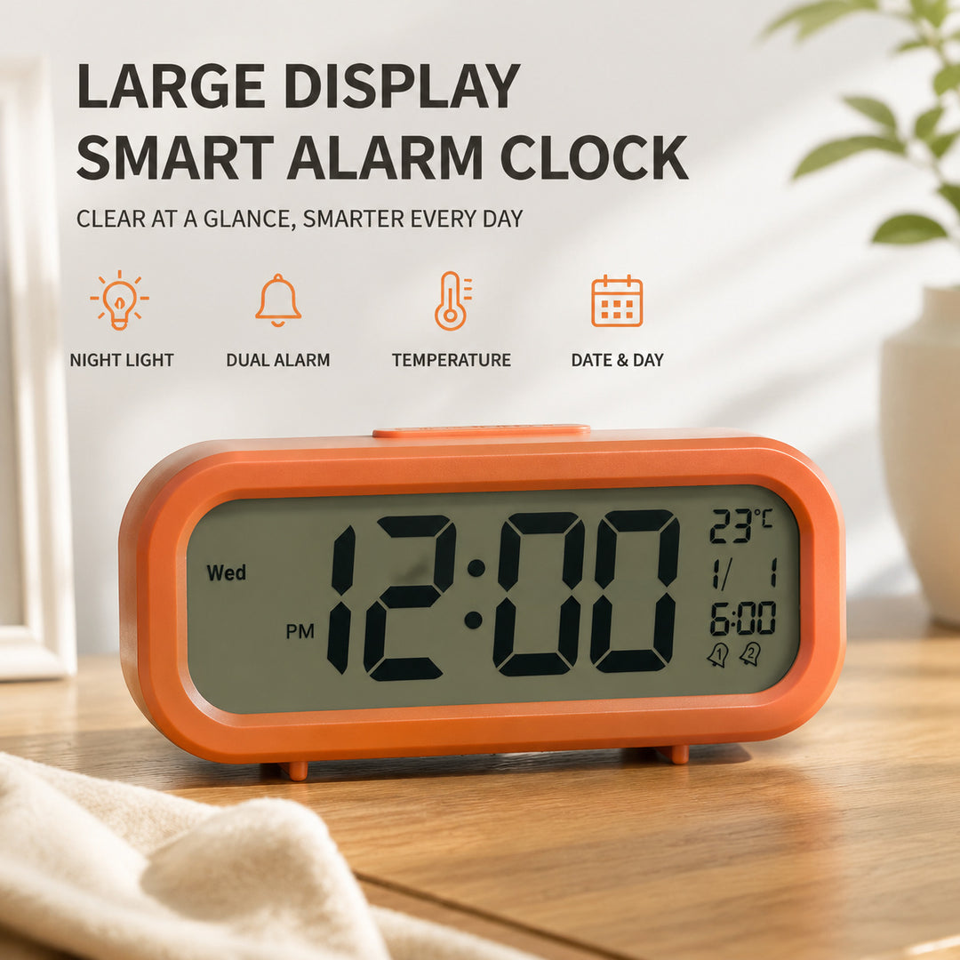 Digital alarm clock with temperature sensor and large LED display Stornfield