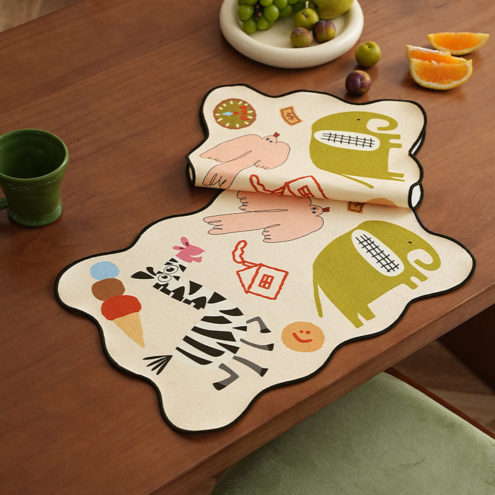 playful kids' placemat made of non-slip washable silicone with animal designs Stornfield