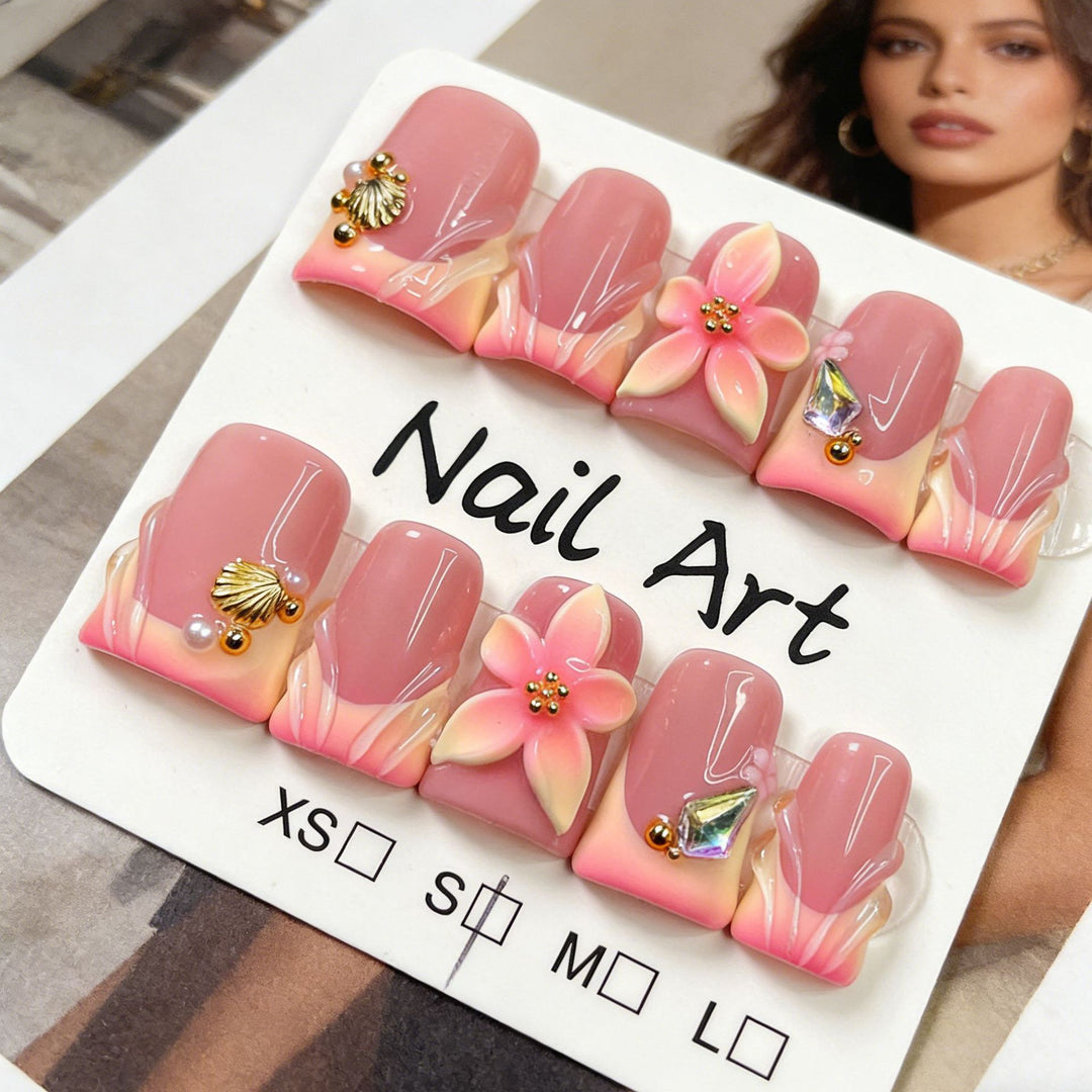 Floral Press-On Nail Art