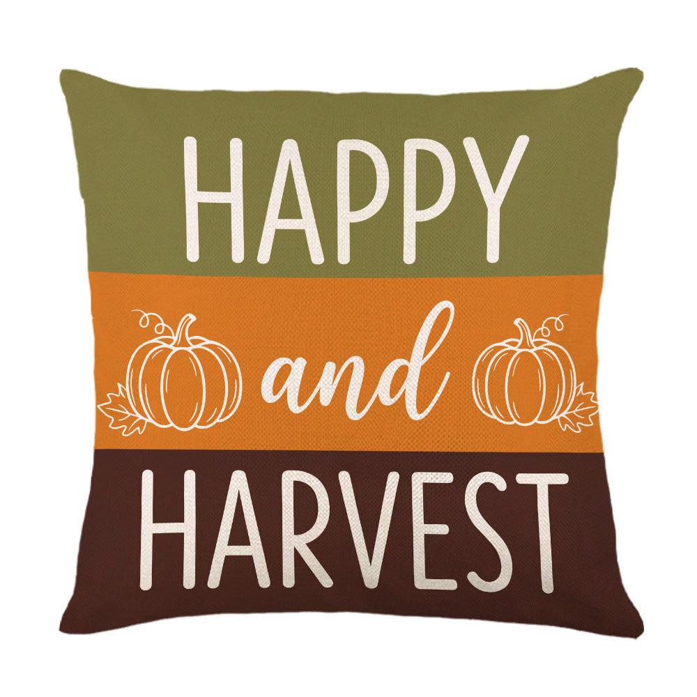 Decorative Autumn Basket Pumpkin Sunflower Square Pillow Cover with Hidden Zipper