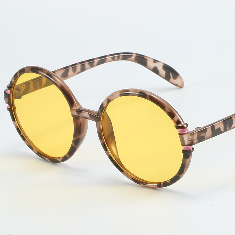 Women's round sunglasses in trendy leopard pattern with UV protection Stornfield