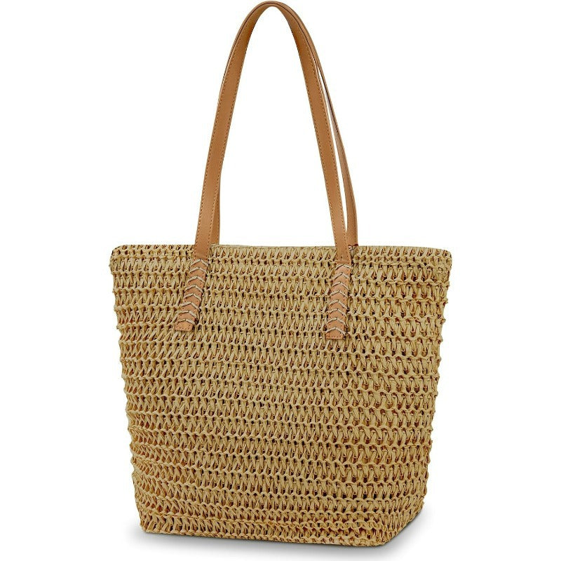 Handmade basket bag with elegant leather handle Stornfield