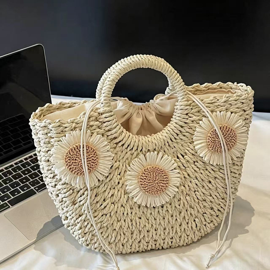 Padded basket bag with floral embellishments Stornfield