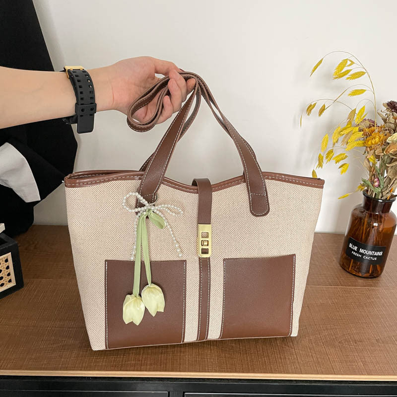 Stylish Canvas Tote Bag with Elegant Accents