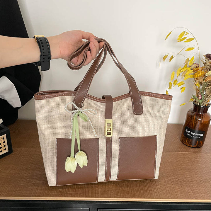 Stylish Canvas Tote Bag with Elegant Accents