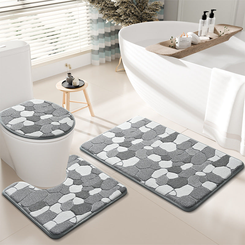 Stone-Pattern Bathroom Rug Set