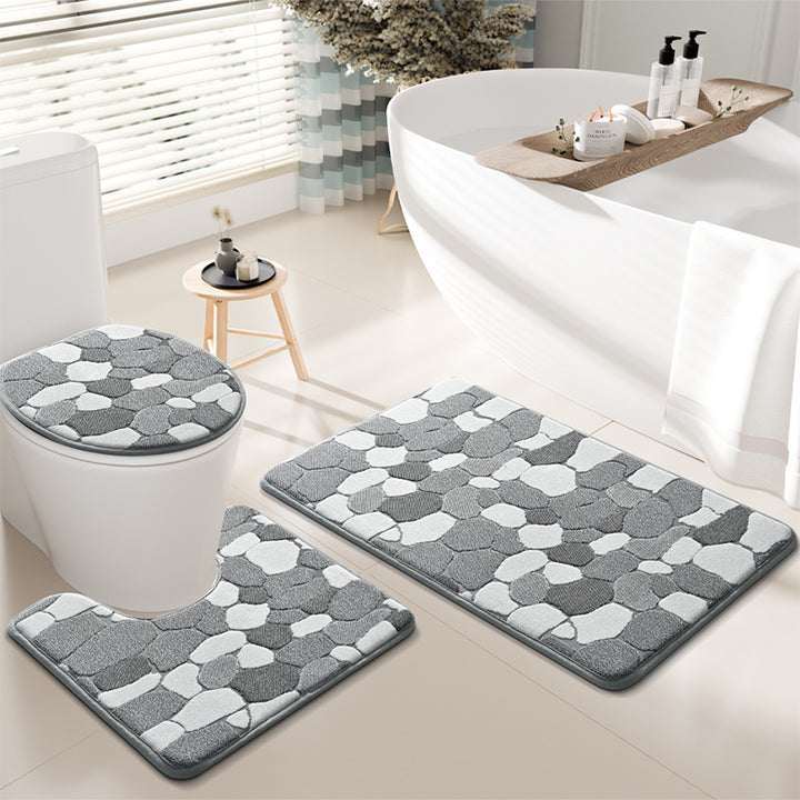 Stone-Pattern Bathroom Rug Set