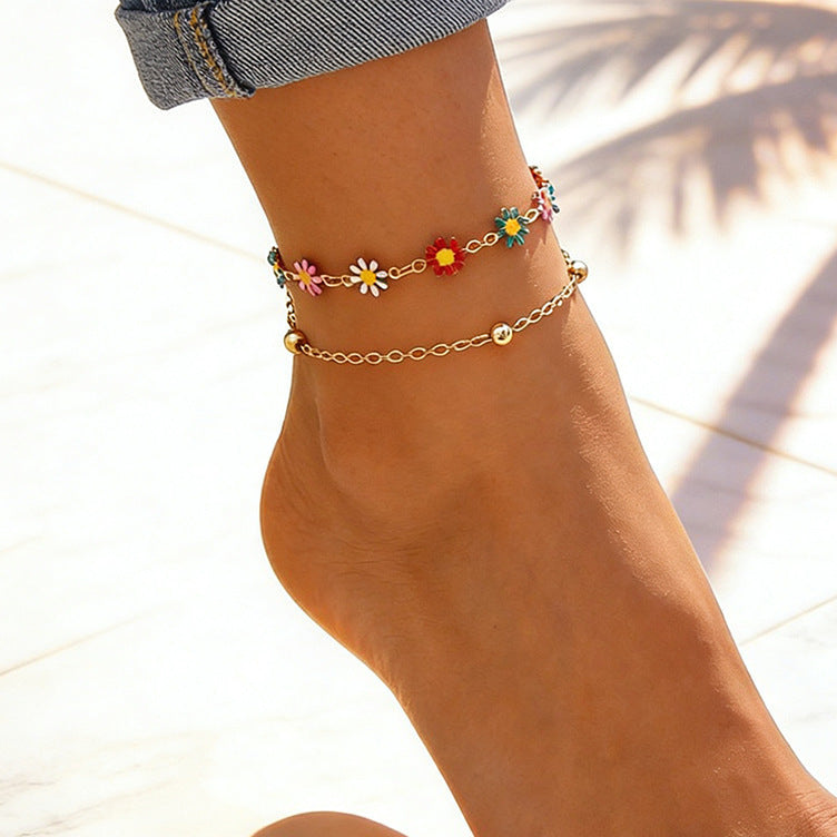 Colorful Floral Charm Anklet Stornfield