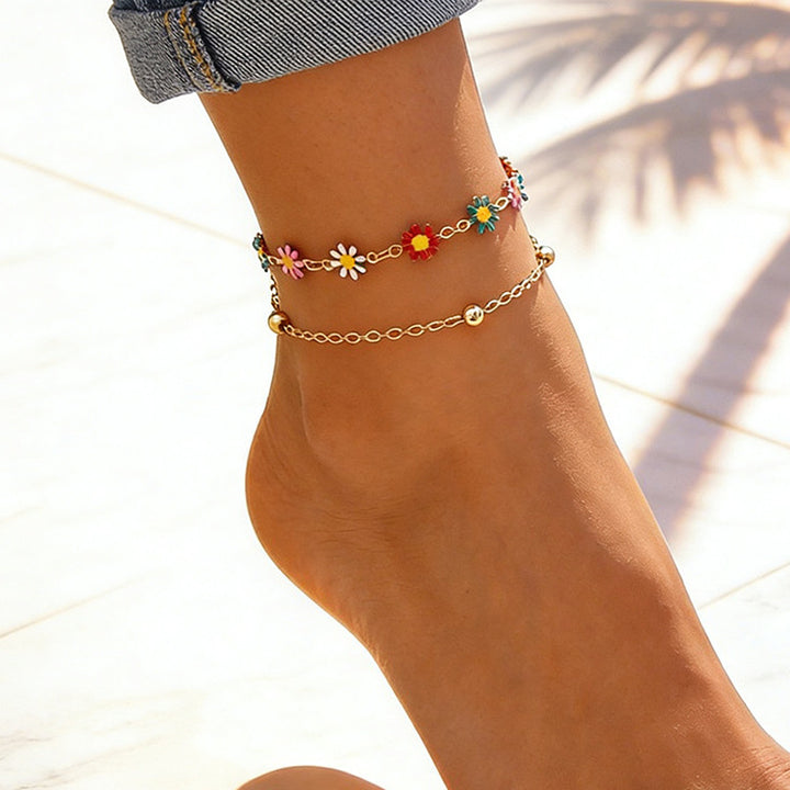 Colorful Floral Charm Anklet Stornfield