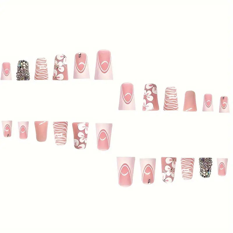 Glamorous 3D Floral Press-On Nail Art Stornfield