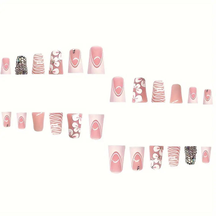 Glamorous 3D Floral Press-On Nail Art Stornfield
