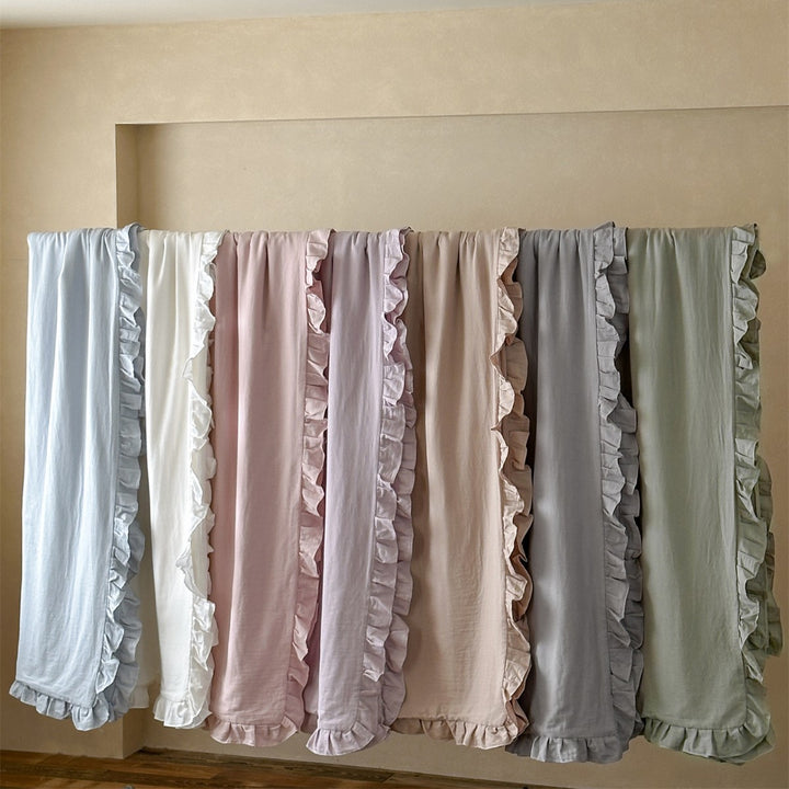 Washed Soft-Touch Ruffled-Hem Cotton-Linen Blend Duvet Cover Set with Hidden Corner Ties