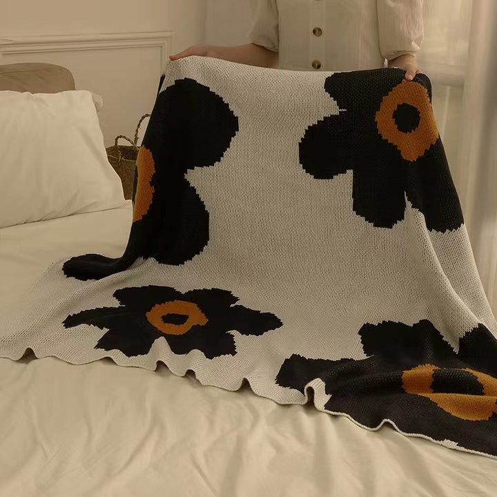Floral Patterned Knit Throw Blanket