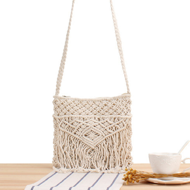 Handcrafted macrame shoulder bag with fringes Stornfield