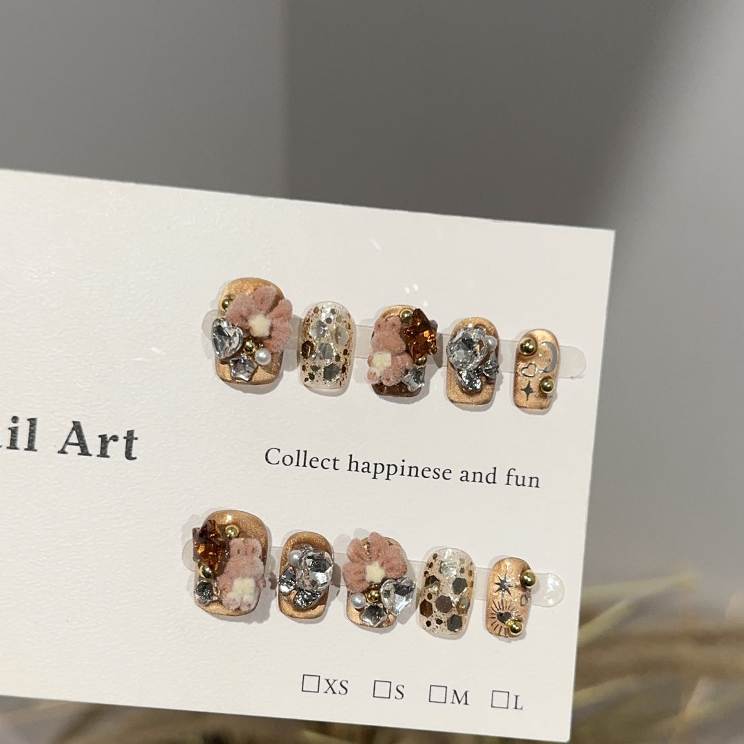 Artistic Floral Embellished Press-On Nail Set