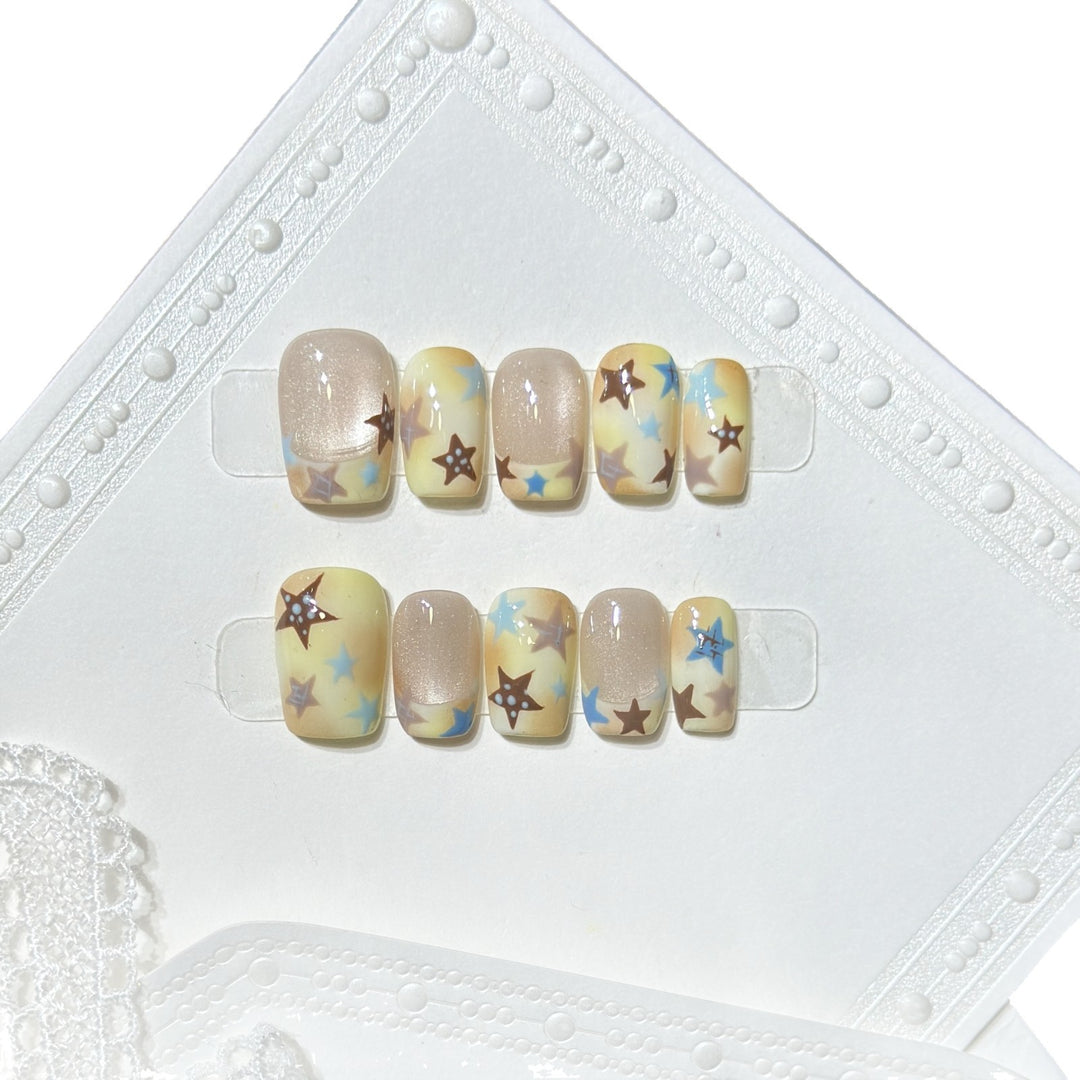 Press-On Nail Art Set with Star Accents Stornfield