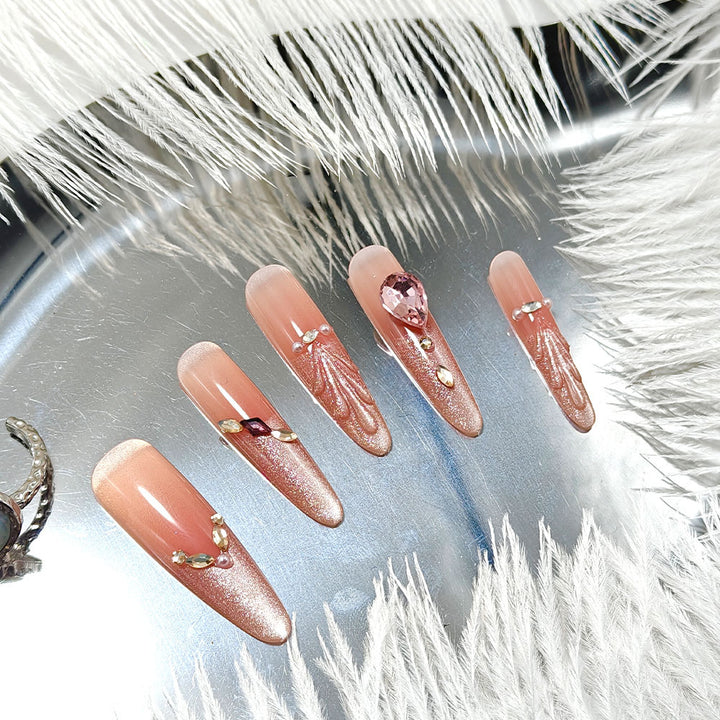 Acrylic nails with glamorous crystal design Stornfield