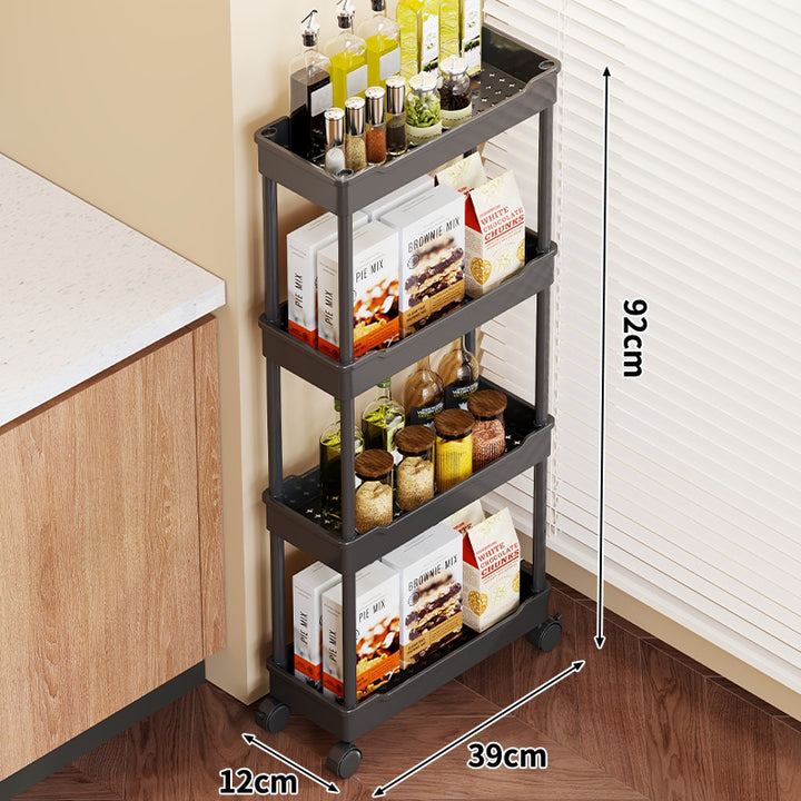 5-Tier Rolling Kitchen Storage Cart with Deep Plastic Baskets and Locking Casters