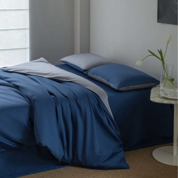 Luxury Reversible Cotton Sateen Duvet Cover Bedding Set