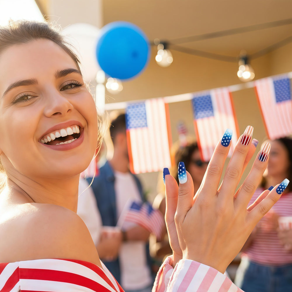 Patriotic design artificial nails Stornfield