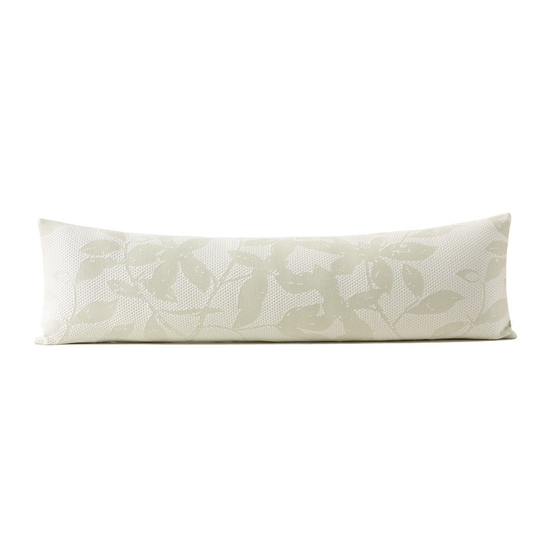 Extra-long comfort lumbar pillow with breathable jacquard cover