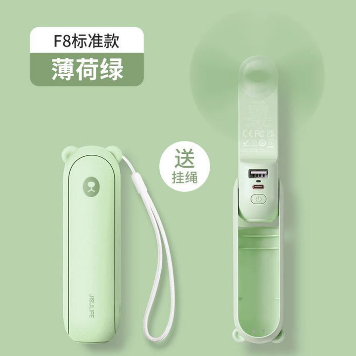 Unisex One Size Foldable Rechargeable Hand Fan with Integrated Power Bank and Dual USB Charging Ports Stornfield