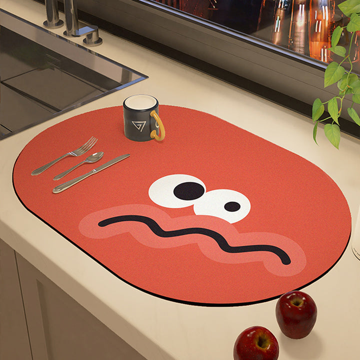 Playful Cartoon-Theme Kitchen Mat