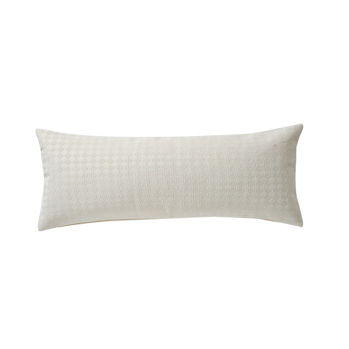 Long rectangular lumbar and neck pillow with textured woven look and concealed zipper Stornfield