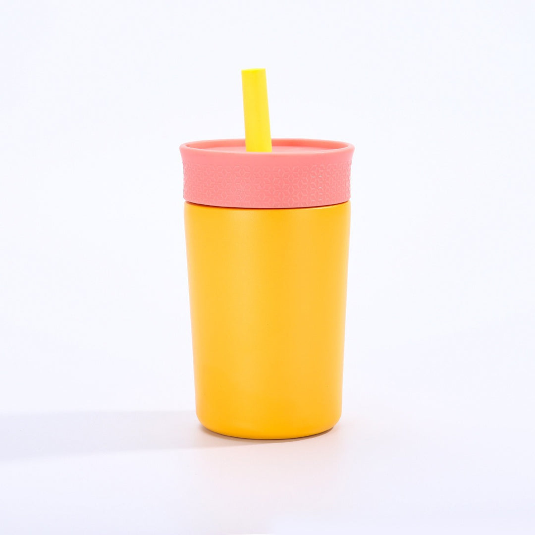 Women insulated coffee cup with integrated straw Stornfield