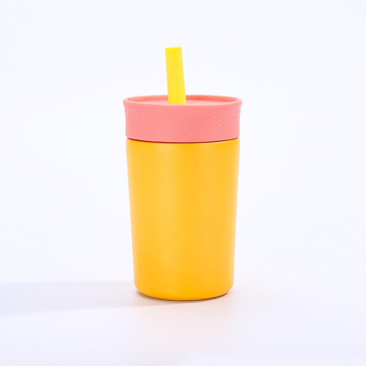 Women insulated coffee cup with integrated straw Stornfield