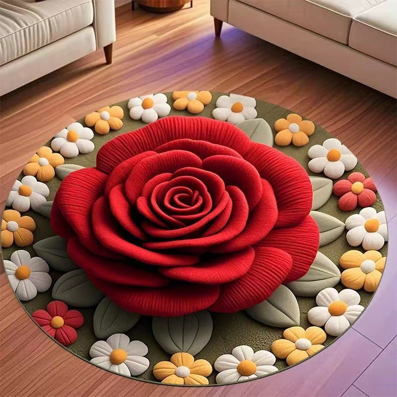 Floral Pattern Plush Area Rug