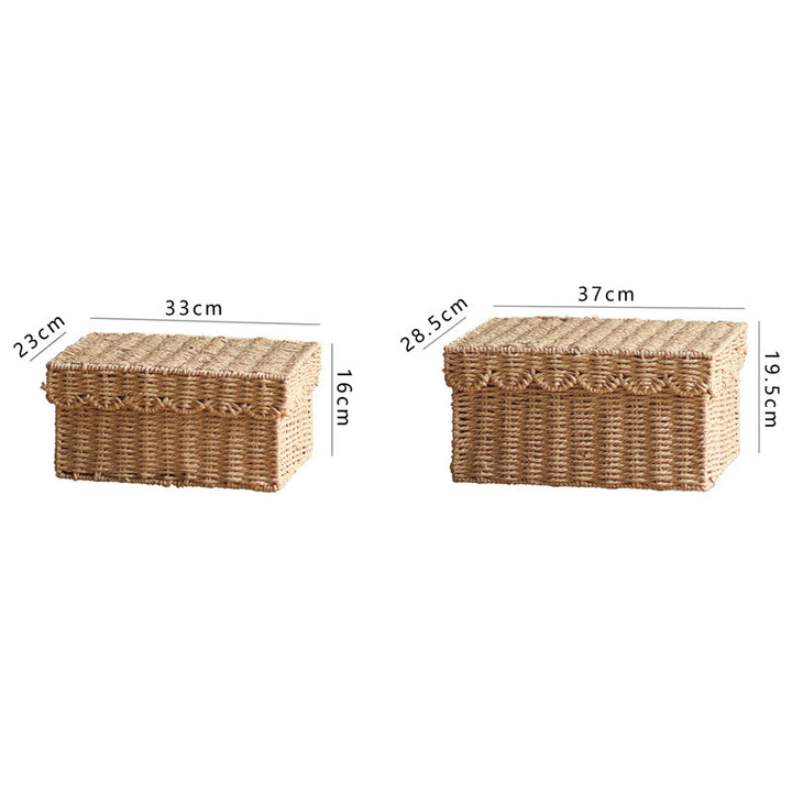 Storage basket with lid and reed design Stornfield
