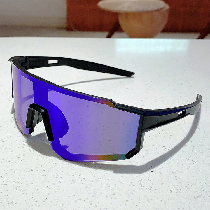Unisex nan sporty shield sunglasses with continuous mirror lens and adjustable nose bridge Stornfield
