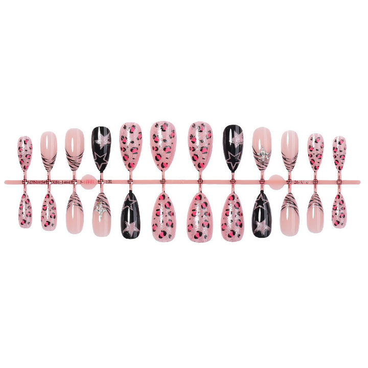 Creative nail art set with leopard and glitter accents Stornfield
