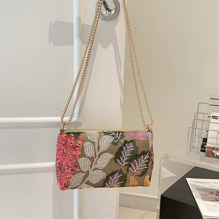 Floral Sequin Clutch Bag