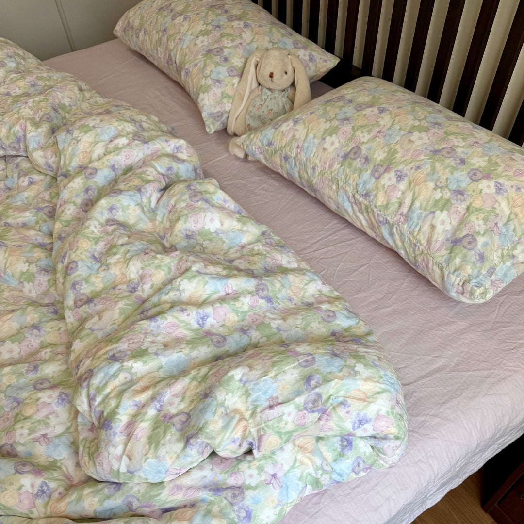 Floral Cotton Reversible Duvet and Sheet Nursery Bedding Set