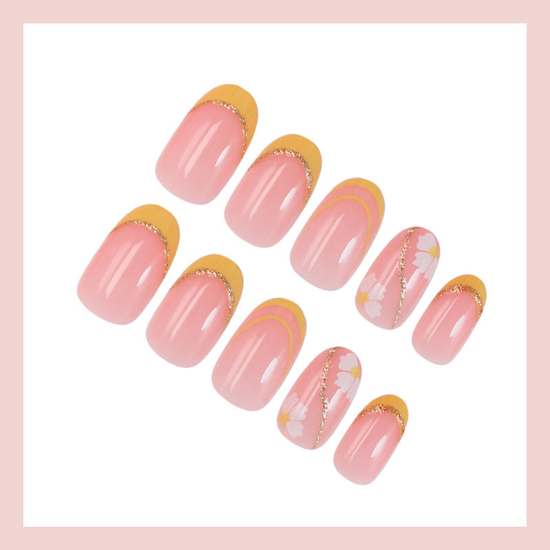 Artificial nail set decorated with elegant flowers and gradient Stornfield