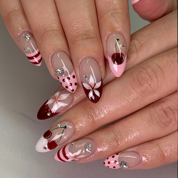 Artificial nails with creative fruit and flower designs Stornfield