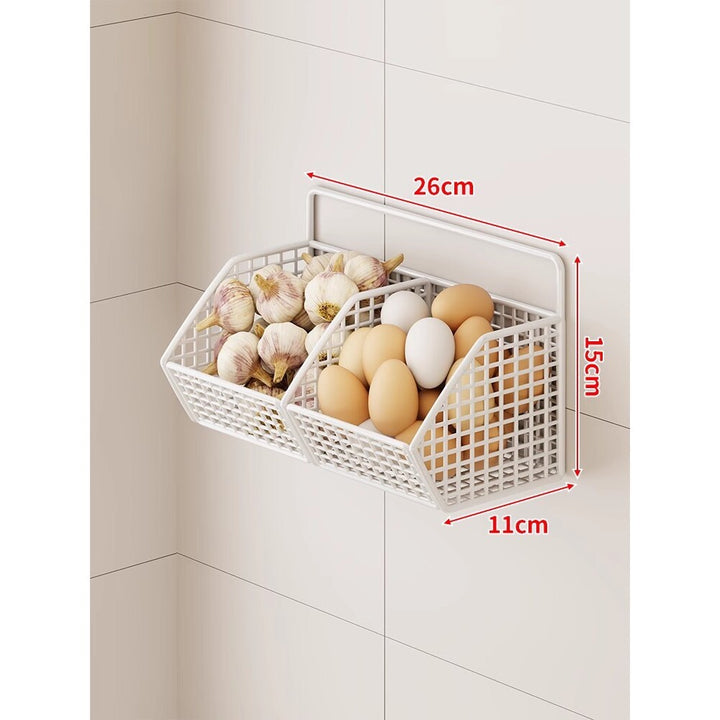 Under-Cabinet Three-Compartment Wire Mesh Kitchen Storage Basket with Front Rail