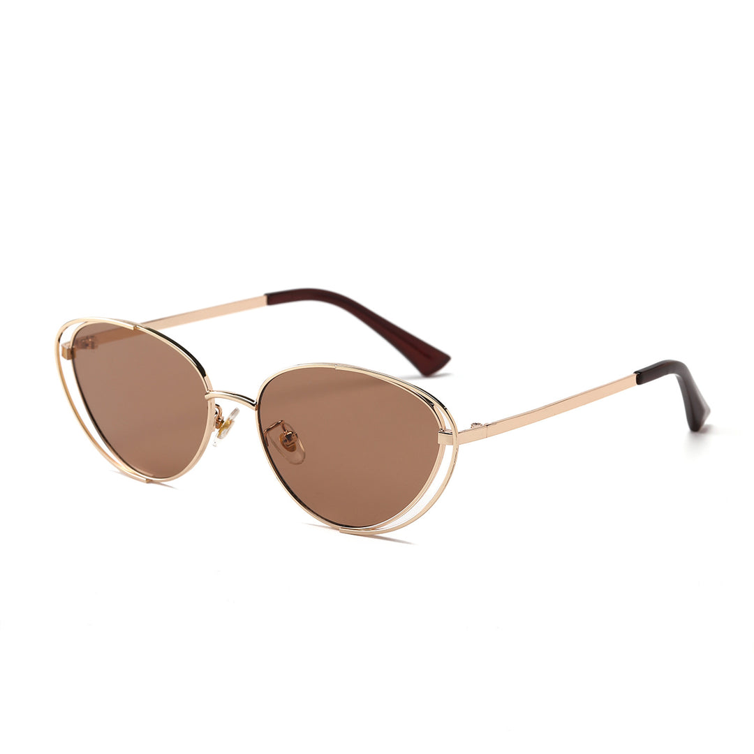 Ladies geometric sunglasses with red lenses and elegant metal frame Stornfield