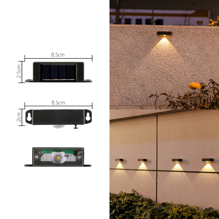 Compact Solar Motion-Sensor LED Wall Light For Outdoor Steps And Fences Stornfield