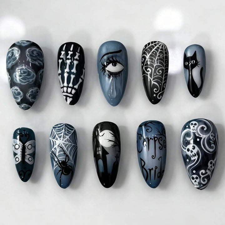 Halloween Artificial Nail Set with Unique Spooky Designs Stornfield