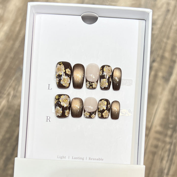 Decorative Floral Stiletto Press-On Nail Set Stornfield