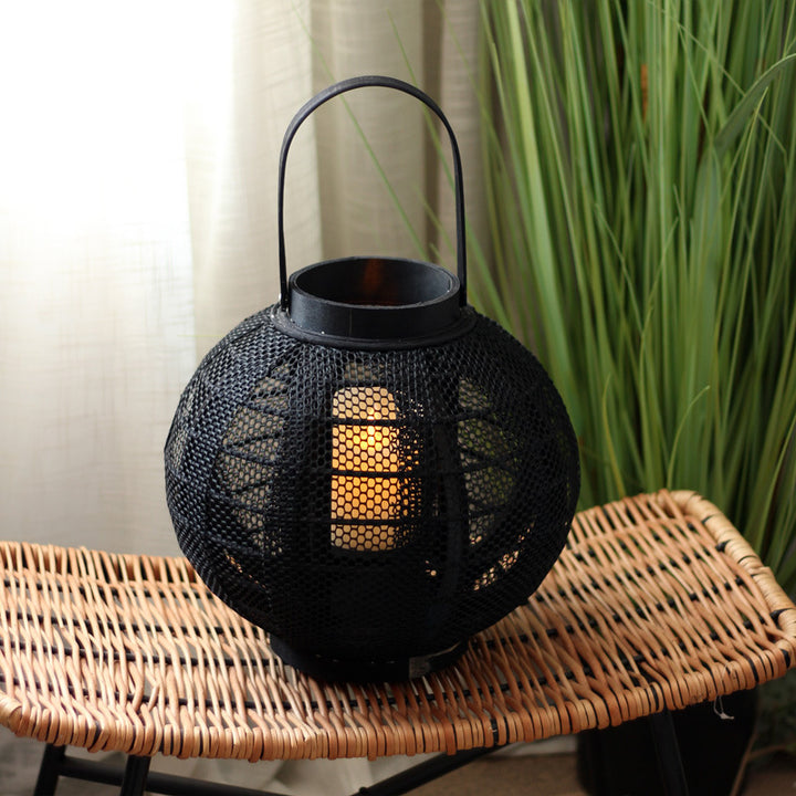 Elegant metal lantern with net design Stornfield
