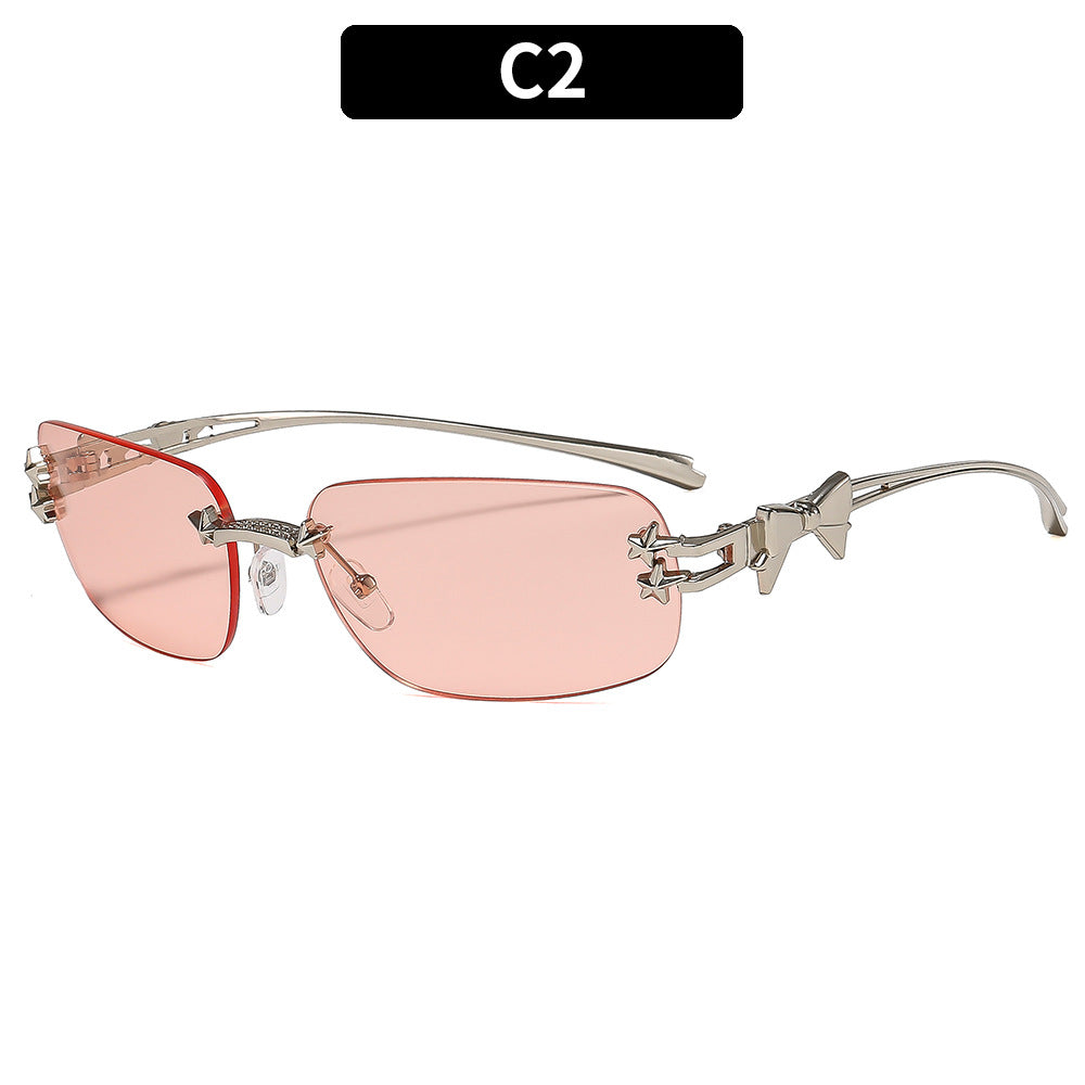 Fashionable Shield Sunglasses with Decorative Star Accents