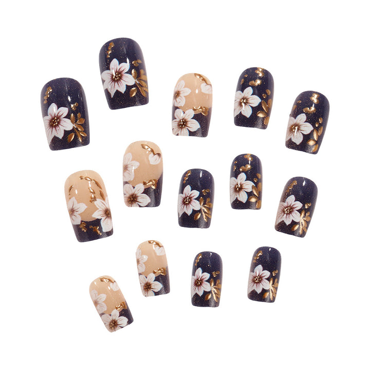 Artificial nails with floral accents and glamour effects Stornfield