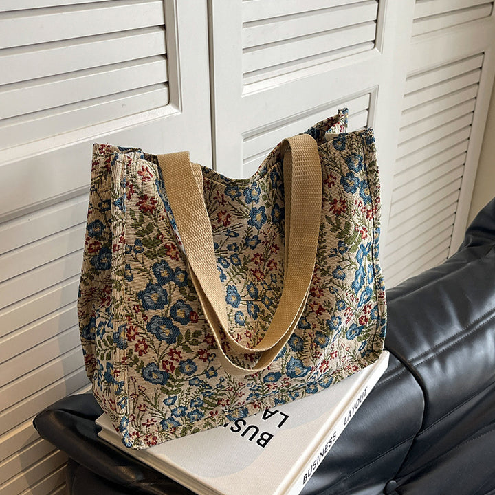 Floral Embroidered Canvas Tote Bag  1790617150