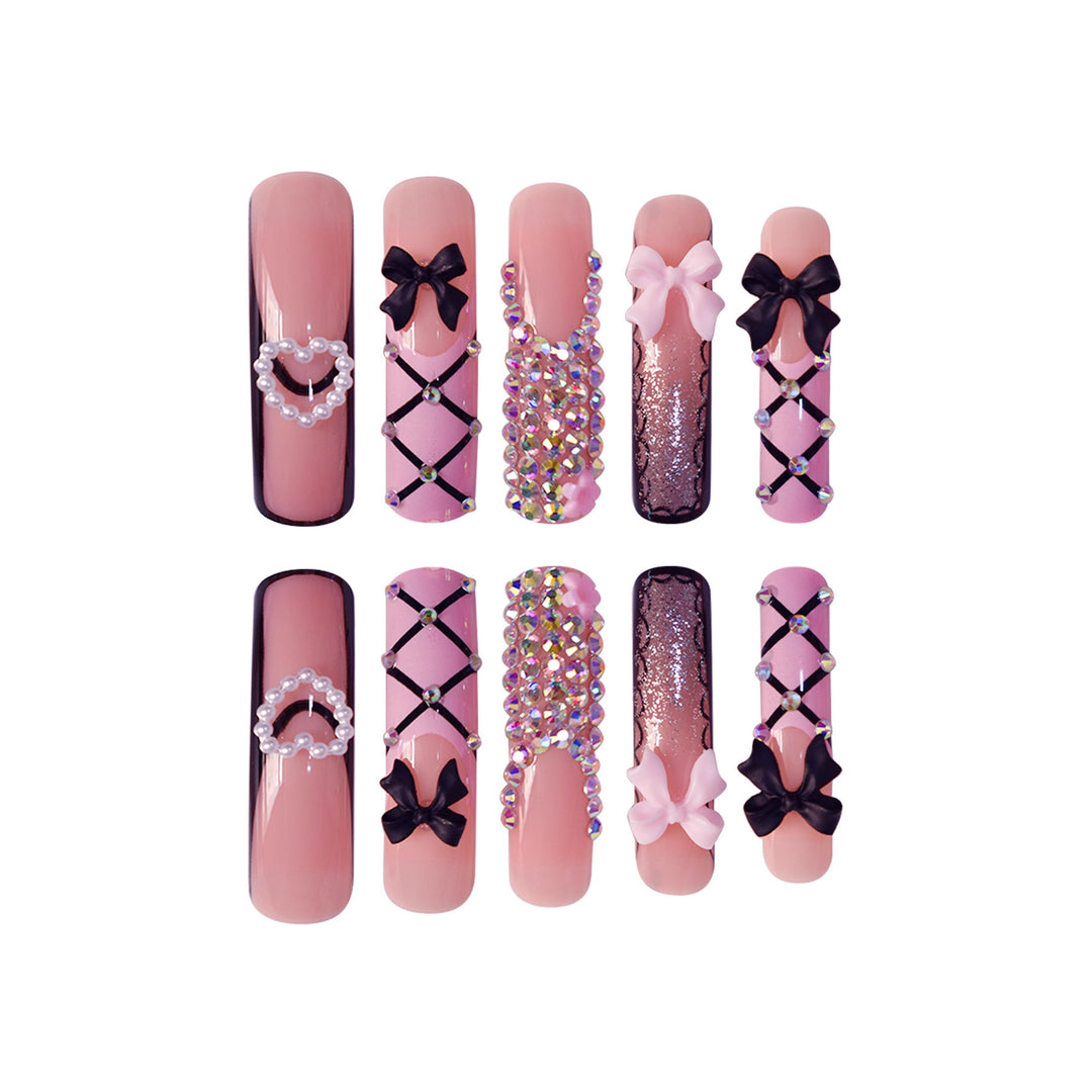 Luxury Nail Art Set with Rhinestone and Bow Accents Stornfield